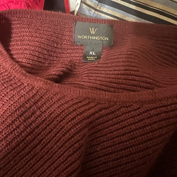 Worthington Red Crew Neck Sweater with Three-Quarter Sleeves - Picture 4 of 4